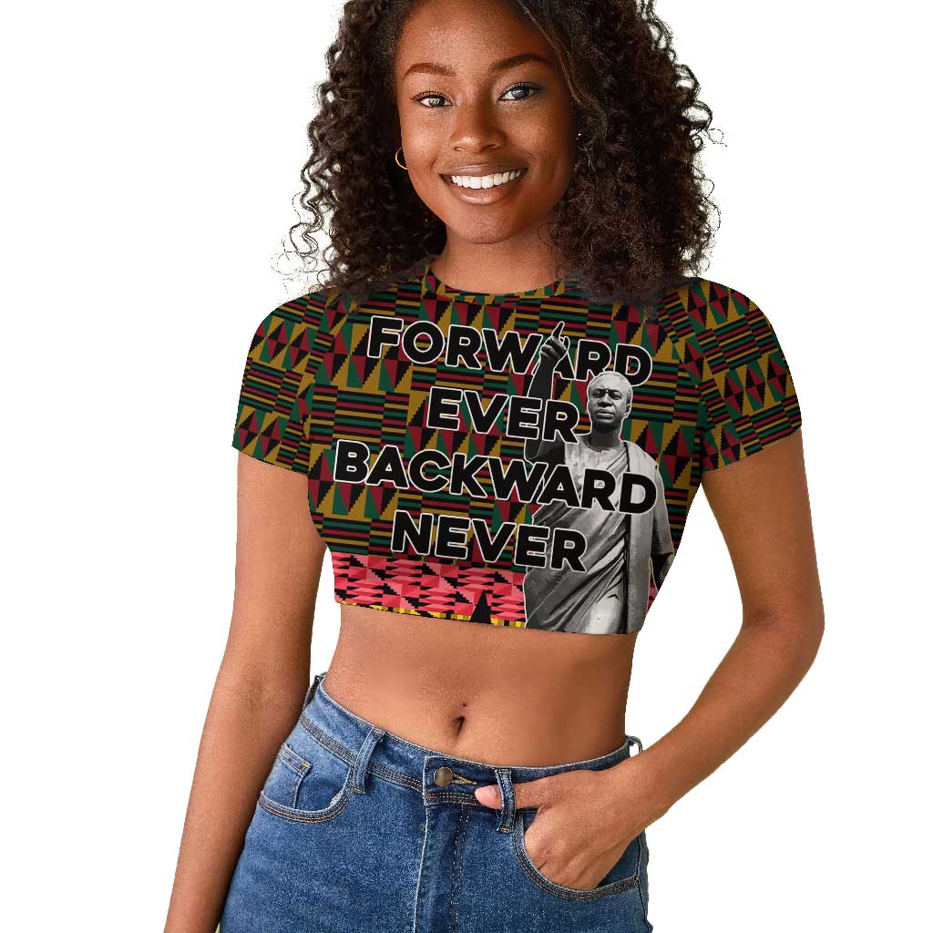 Kwame Nkrumah Ghana Raglan Cropped T shirt Kente Pattern African