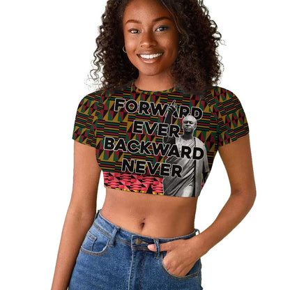 Kwame Nkrumah Ghana Raglan Cropped T shirt Kente Pattern African