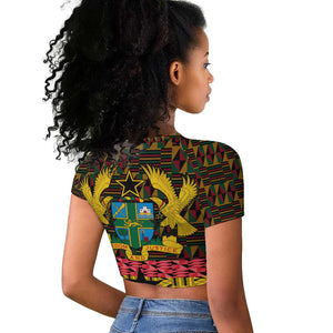 Kwame Nkrumah Ghana Raglan Cropped T shirt Kente Pattern African