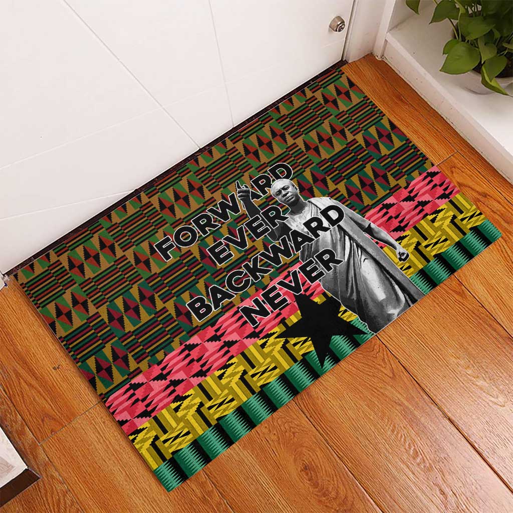 Kwame Nkrumah Ghana Rubber Doormat Kente Pattern African