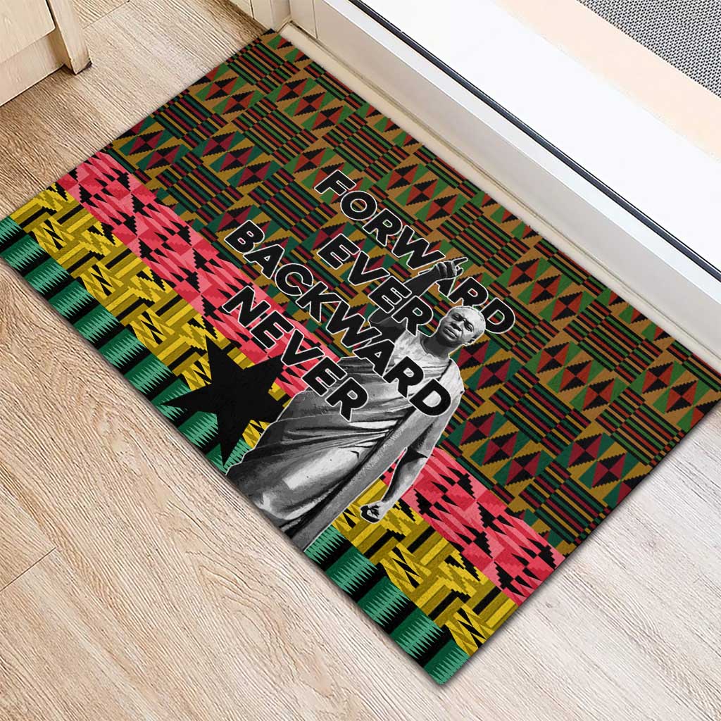 Kwame Nkrumah Ghana Rubber Doormat Kente Pattern African