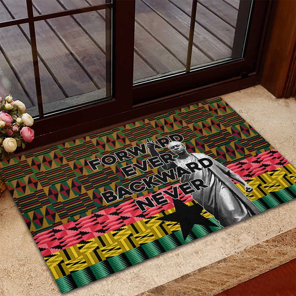 Kwame Nkrumah Ghana Rubber Doormat Kente Pattern African
