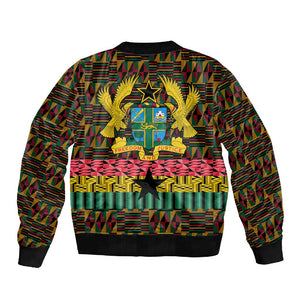 Kwame Nkrumah Ghana Sleeve Zip Bomber Jacket Kente Pattern African