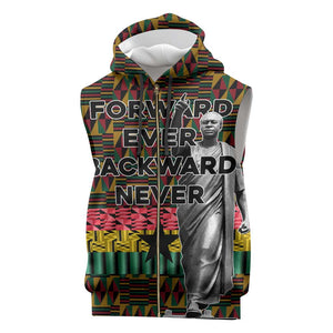 Kwame Nkrumah Ghana Sleeveless Zip Hoodie Kente Pattern African - African Pride