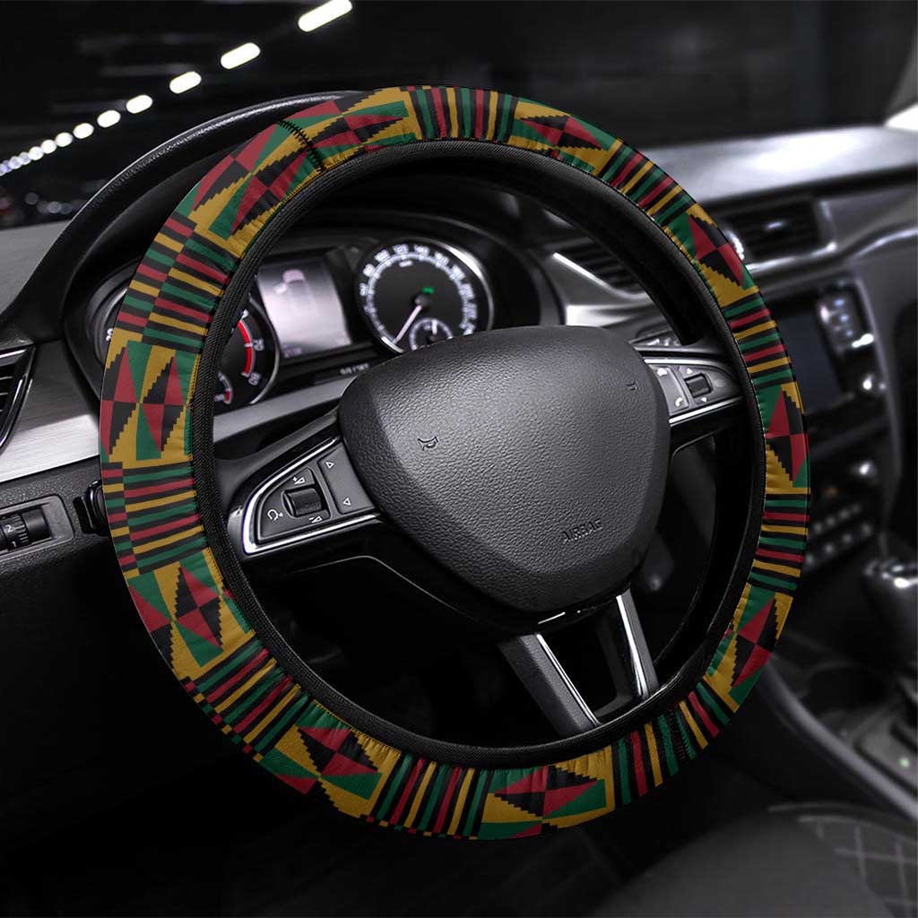 Kwame Nkrumah Ghana Steering Wheel Cover Kente Pattern African