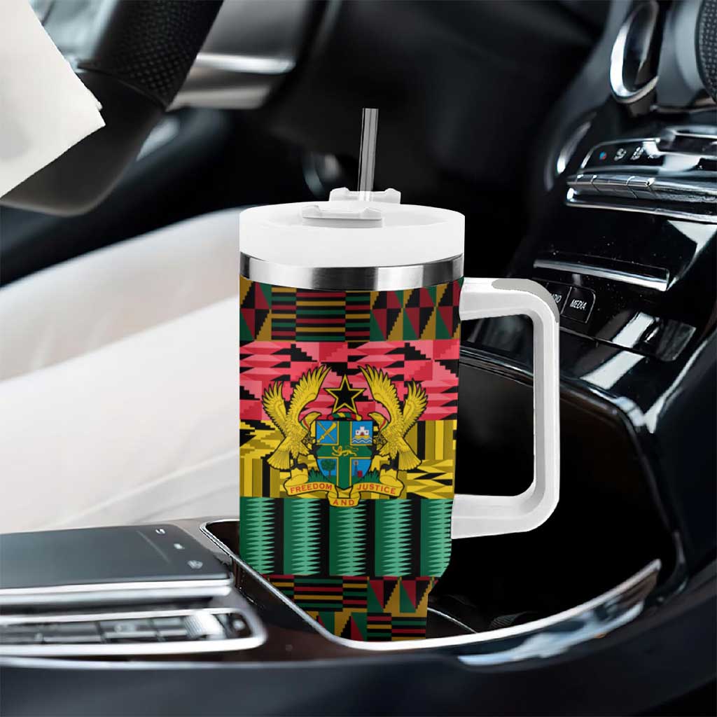 Kwame Nkrumah Ghana Tumbler With Handle Kente Pattern African
