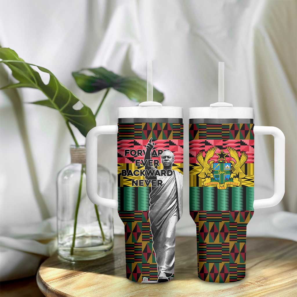 Kwame Nkrumah Ghana Tumbler With Handle Kente Pattern African