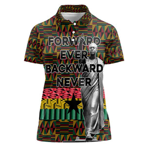 Kwame Nkrumah Ghana Women Polo Shirt Kente Pattern African