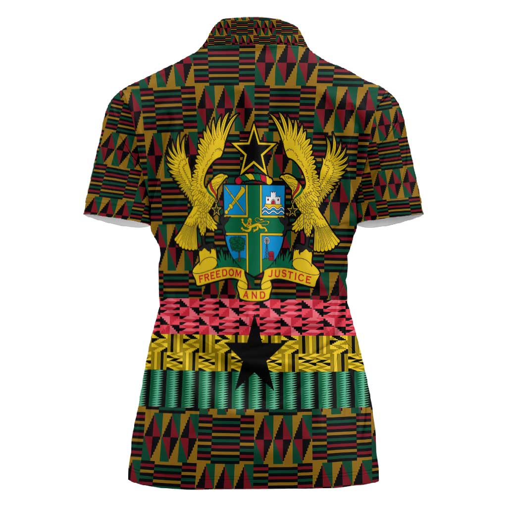 Kwame Nkrumah Ghana Women Polo Shirt Kente Pattern African