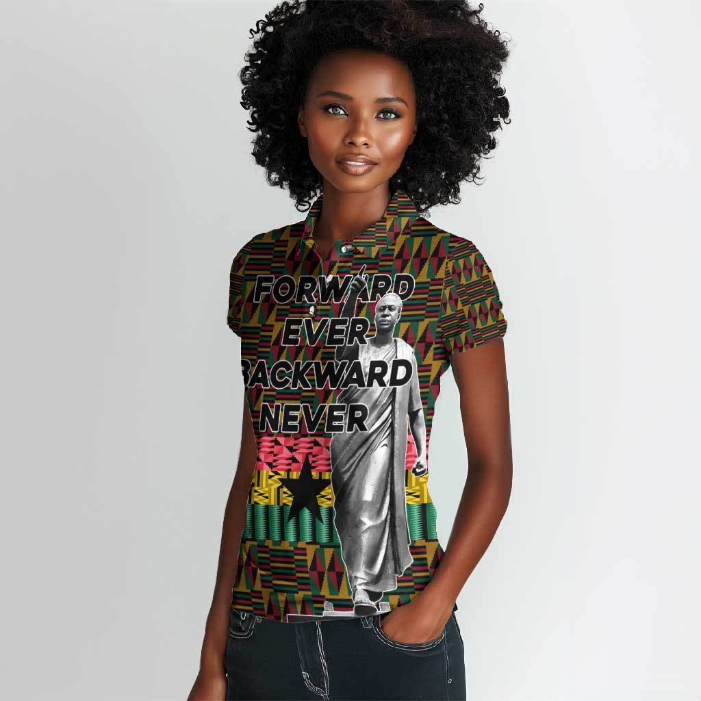 Kwame Nkrumah Ghana Women Polo Shirt Kente Pattern African