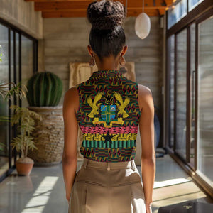 Kwame Nkrumah Ghana Women Sleeveless Polo Shirt Kente Pattern African
