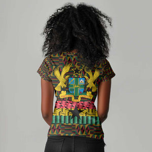 Kwame Nkrumah Ghana Women V-Neck T-Shirt Kente Pattern African