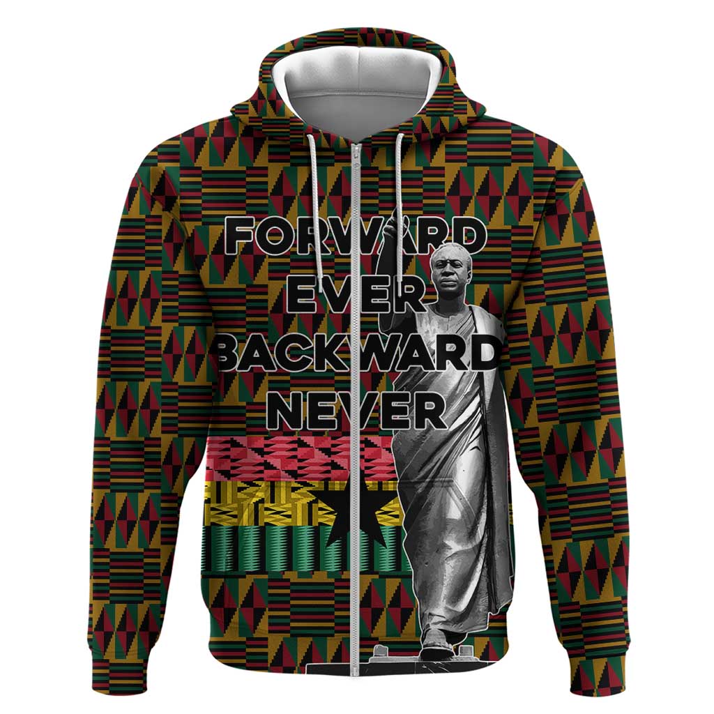 Kwame Nkrumah Ghana Zip Hoodie Kente Pattern African