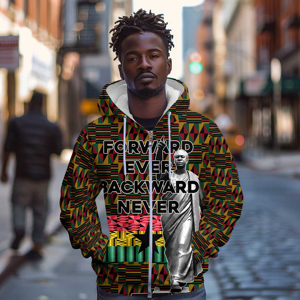 Kwame Nkrumah Ghana Zip Hoodie Kente Pattern African