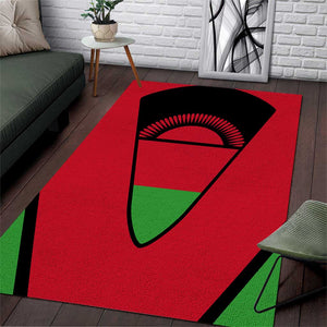 Malawi Area Rug Flag Colors Blended with National Emblem