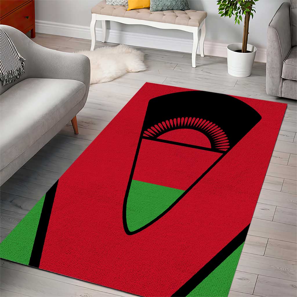 Malawi Area Rug Flag Colors Blended with National Emblem