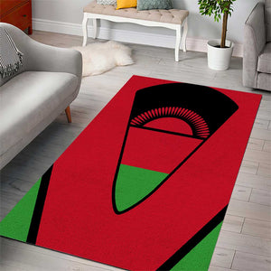 Malawi Area Rug Flag Colors Blended with National Emblem