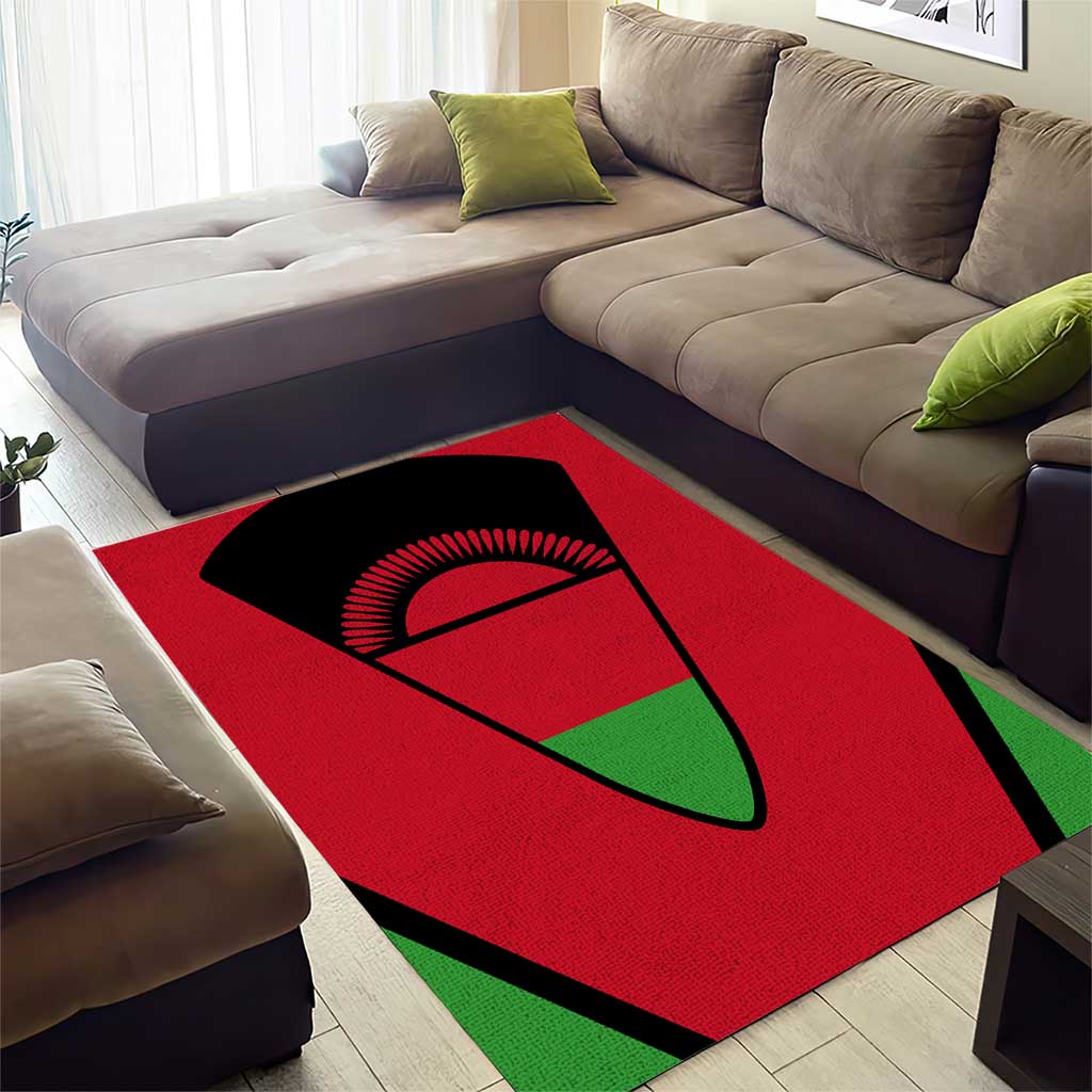 Malawi Area Rug Flag Colors Blended with National Emblem