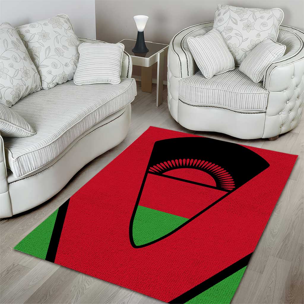 Malawi Area Rug Flag Colors Blended with National Emblem