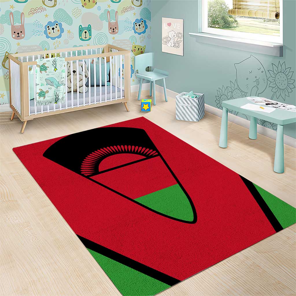 Malawi Area Rug Flag Colors Blended with National Emblem