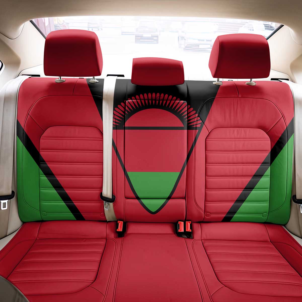 Malawi Back Car Seat Cover Flag Colors Blended with National Emblem
