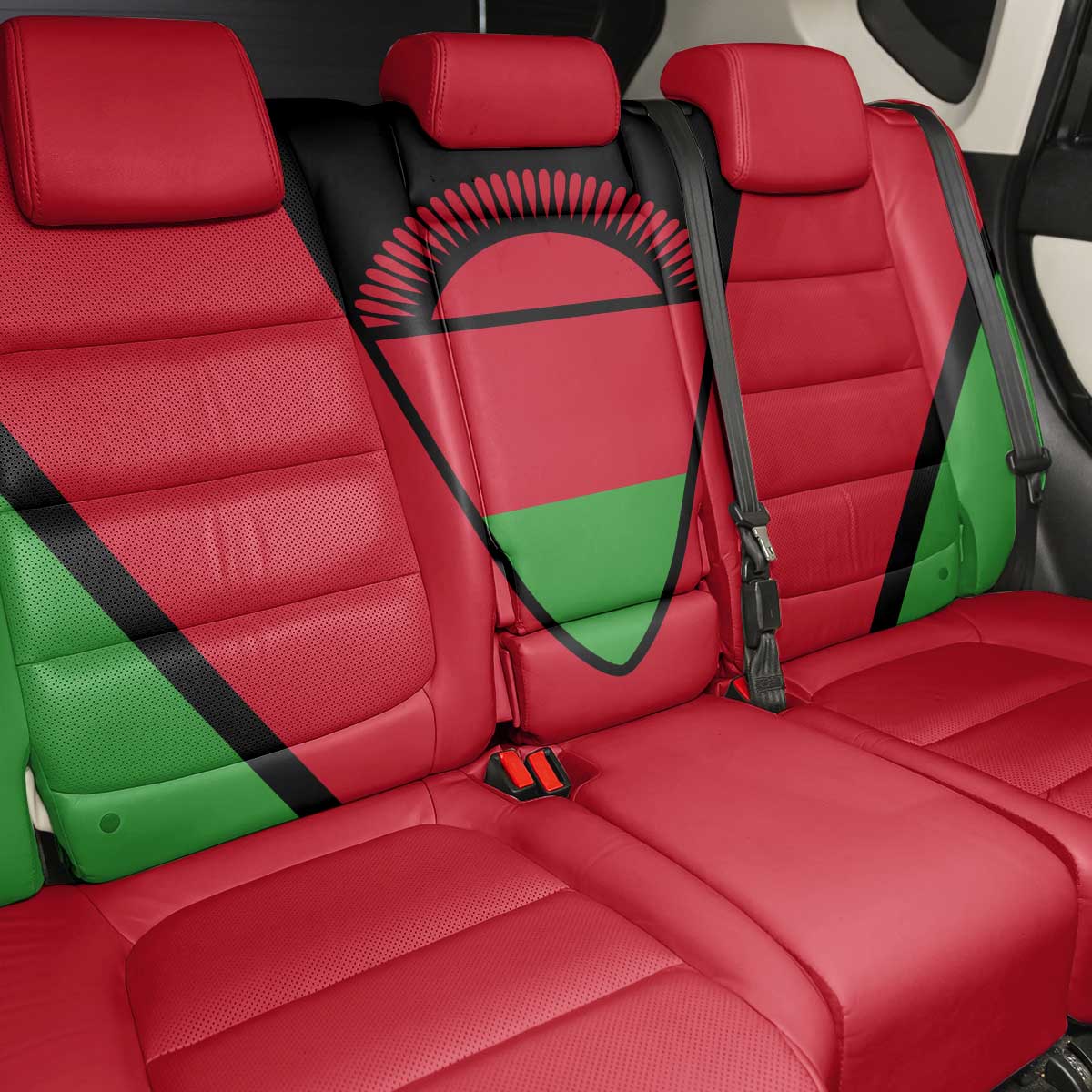 Malawi Back Car Seat Cover Flag Colors Blended with National Emblem