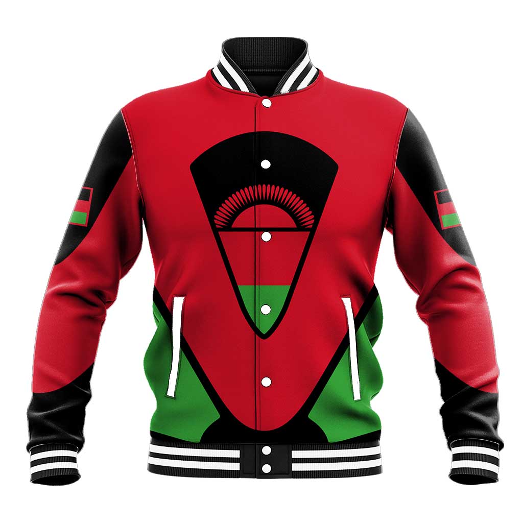 Malawi Baseball Jacket Flag Colors Blended with National Emblem