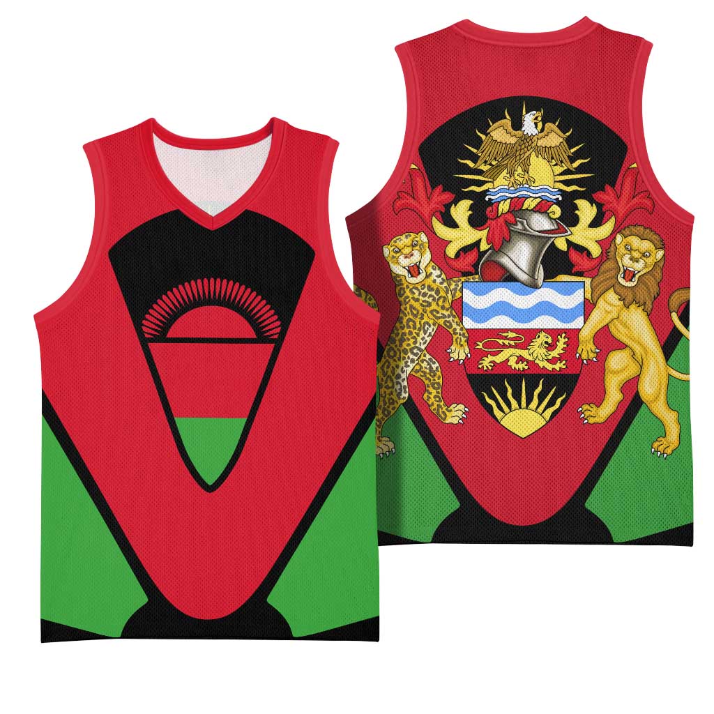 Malawi Basketball Jersey Flag Colors Blended with National Emblem - African Pride