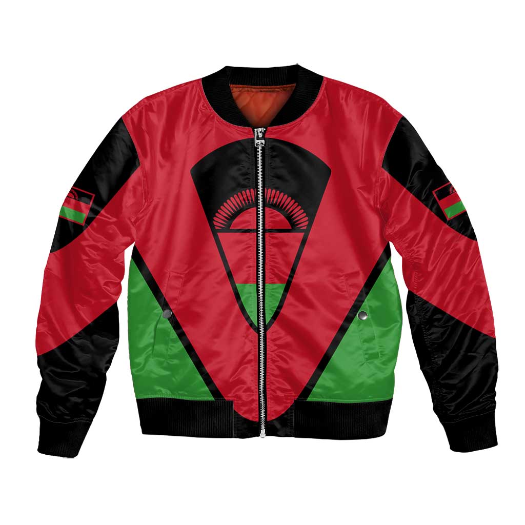 Malawi Bomber Jacket Flag Colors Blended with National Emblem