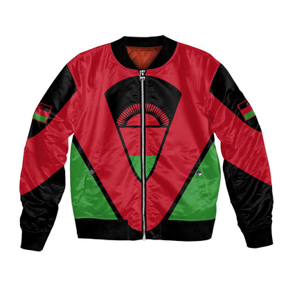 Malawi Bomber Jacket Flag Colors Blended with National Emblem