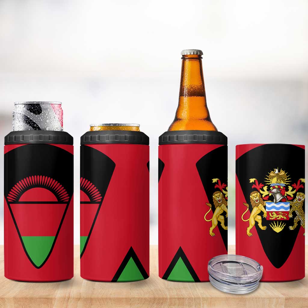 Malawi 4 in 1 Can Cooler Tumbler Flag Colors Blended with National Emblem
