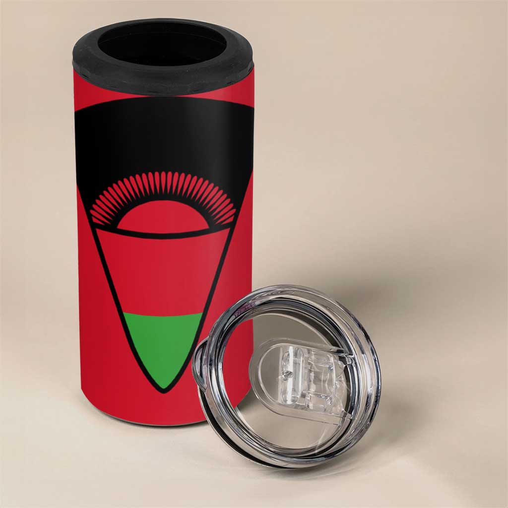 Malawi 4 in 1 Can Cooler Tumbler Flag Colors Blended with National Emblem