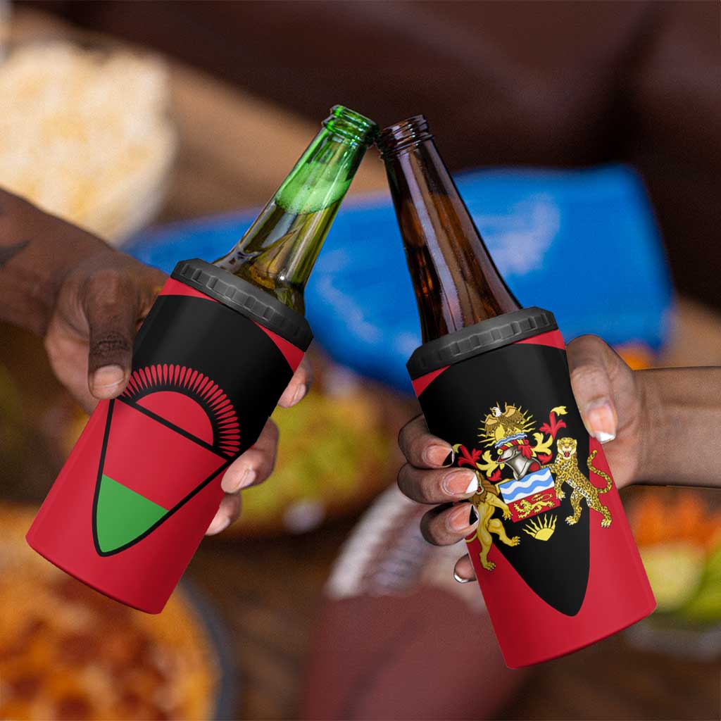 Malawi 4 in 1 Can Cooler Tumbler Flag Colors Blended with National Emblem