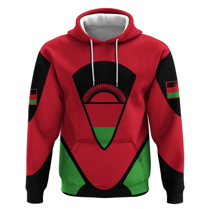Malawi Hoodie Flag Colors Blended with National Emblem