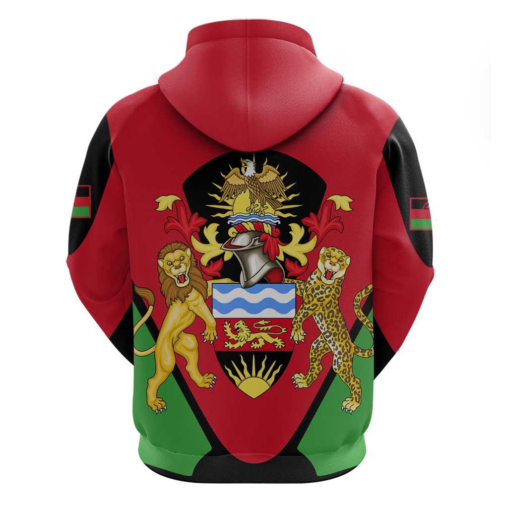 Malawi Hoodie Flag Colors Blended with National Emblem