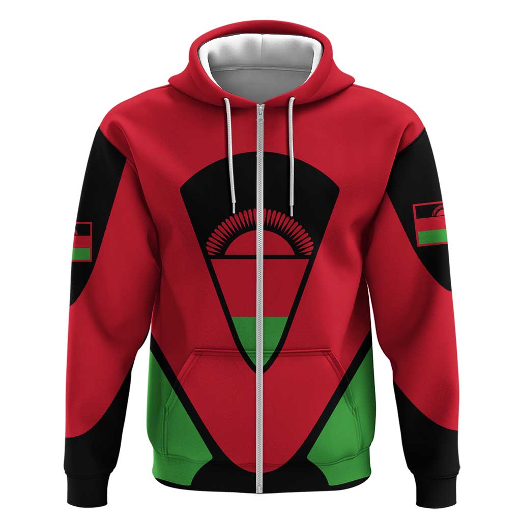 Malawi Hoodie Flag Colors Blended with National Emblem