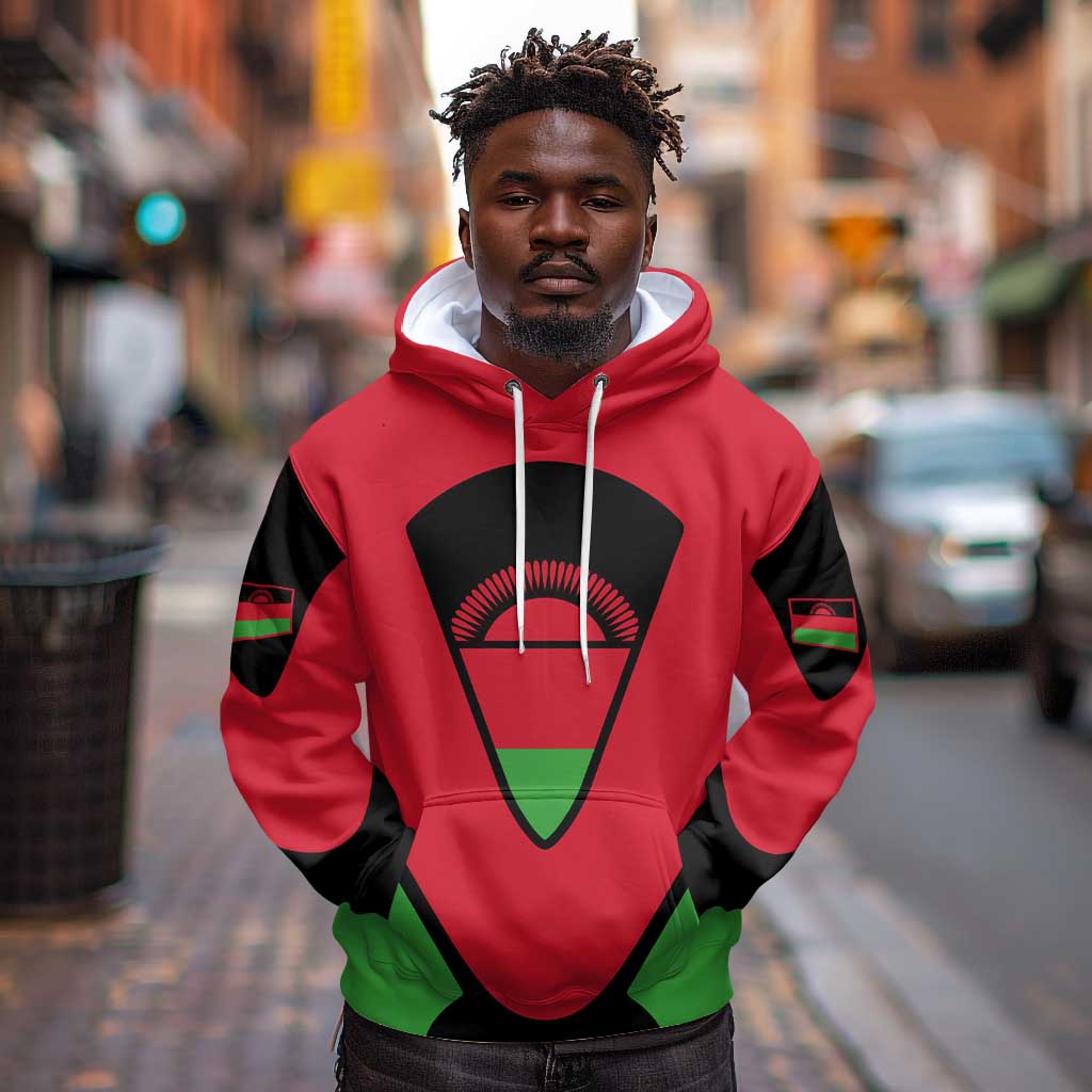 Malawi Hoodie Flag Colors Blended with National Emblem
