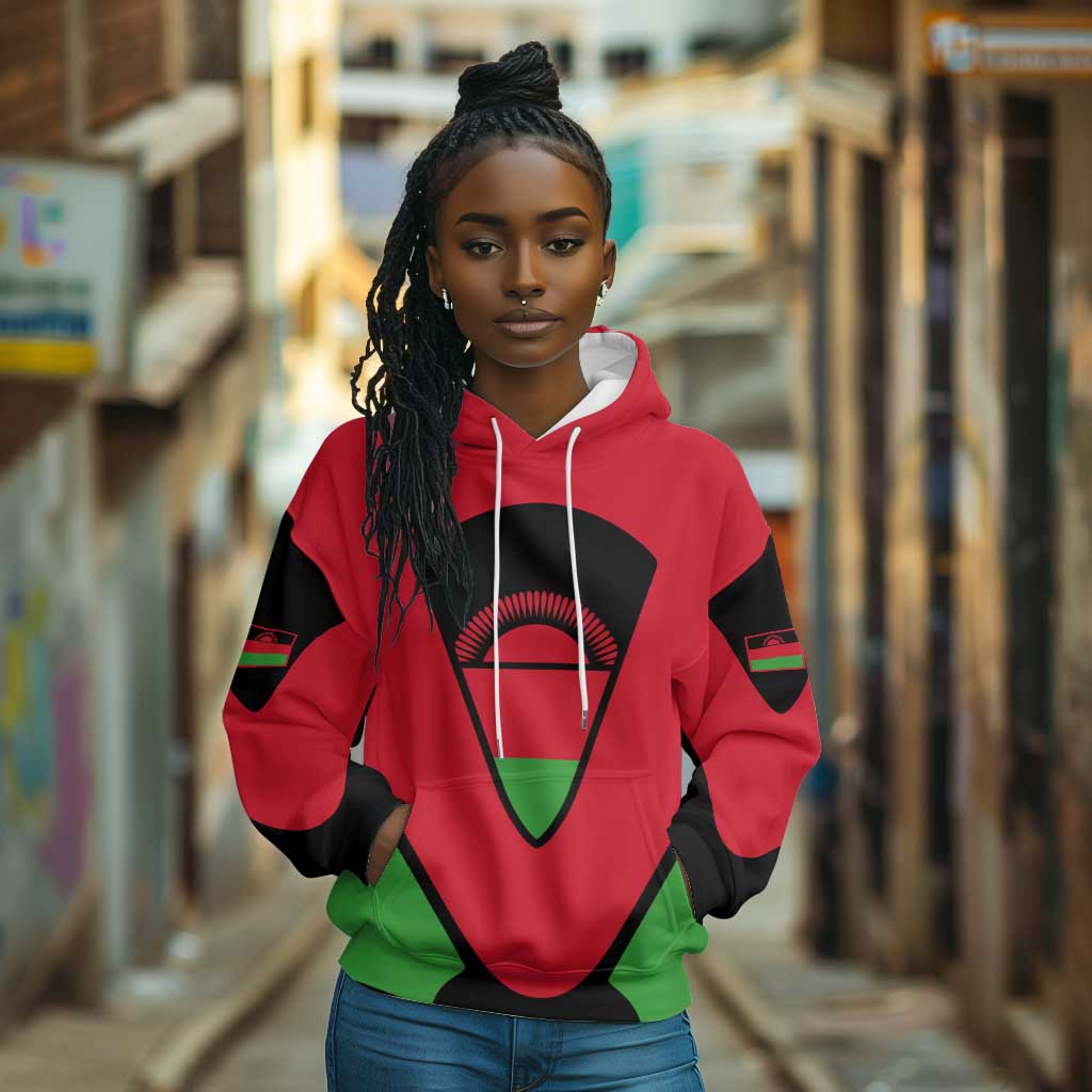 Malawi Hoodie Flag Colors Blended with National Emblem