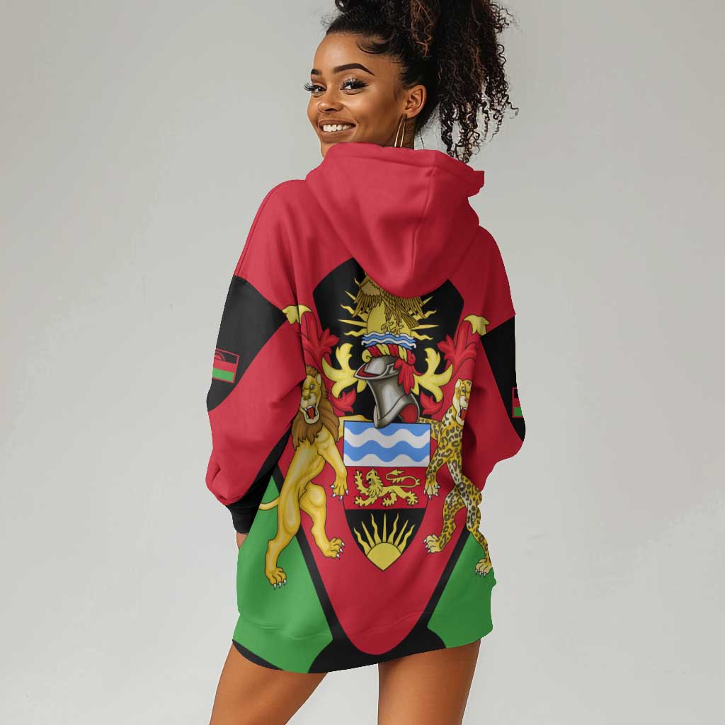 Malawi Hoodie Dress Flag Colors Blended with National Emblem