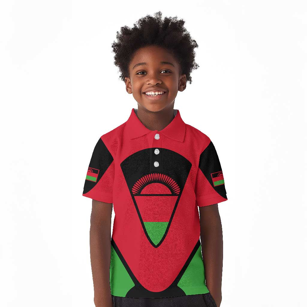 Malawi Kid Polo Shirt Flag Colors Blended with National Emblem