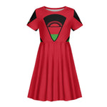 Malawi Kid Short Sleeve Dress Flag Colors Blended with National Emblem
