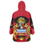 Malawi Kid Wearable Blanket Hoodie Flag Colors Blended with National Emblem