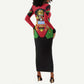 Malawi Long Sleeve Bodycon Dress Flag Colors Blended with National Emblem TS04