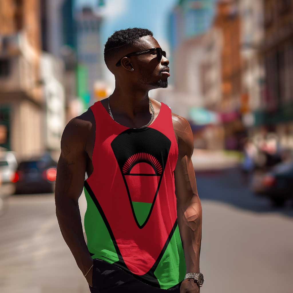 Malawi Men Tank Top Flag Colors Blended with National Emblem