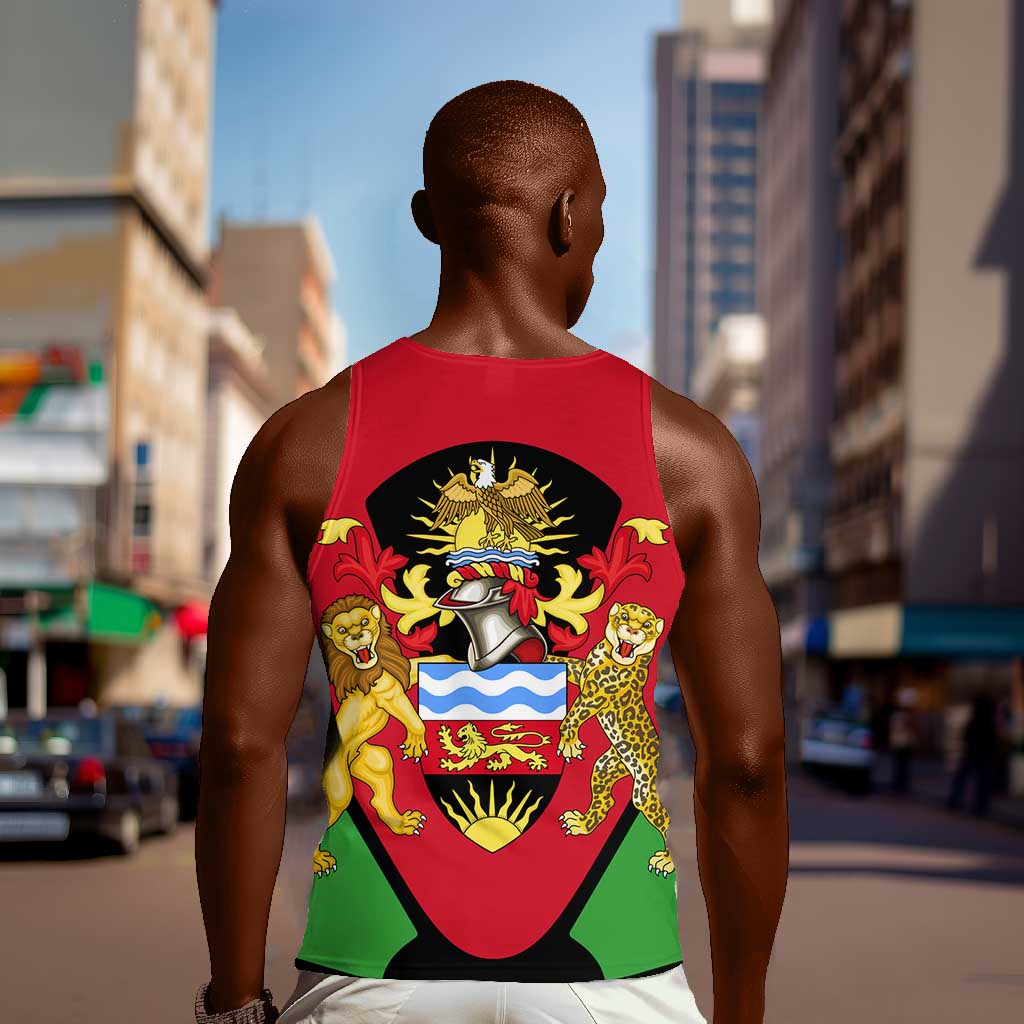 Malawi Men Tank Top Flag Colors Blended with National Emblem