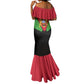 Malawi Mermaid Dress Flag Colors Blended with National Emblem