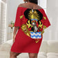 Malawi Off Shoulder Short Dress Flag Colors Blended with National Emblem
