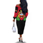 Malawi Off The Shoulder Long Sleeve Dress Flag Colors Blended with National Emblem