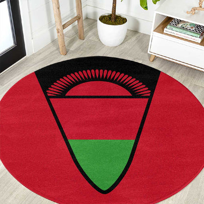 Malawi Round Carpet Flag Colors Blended with National Emblem