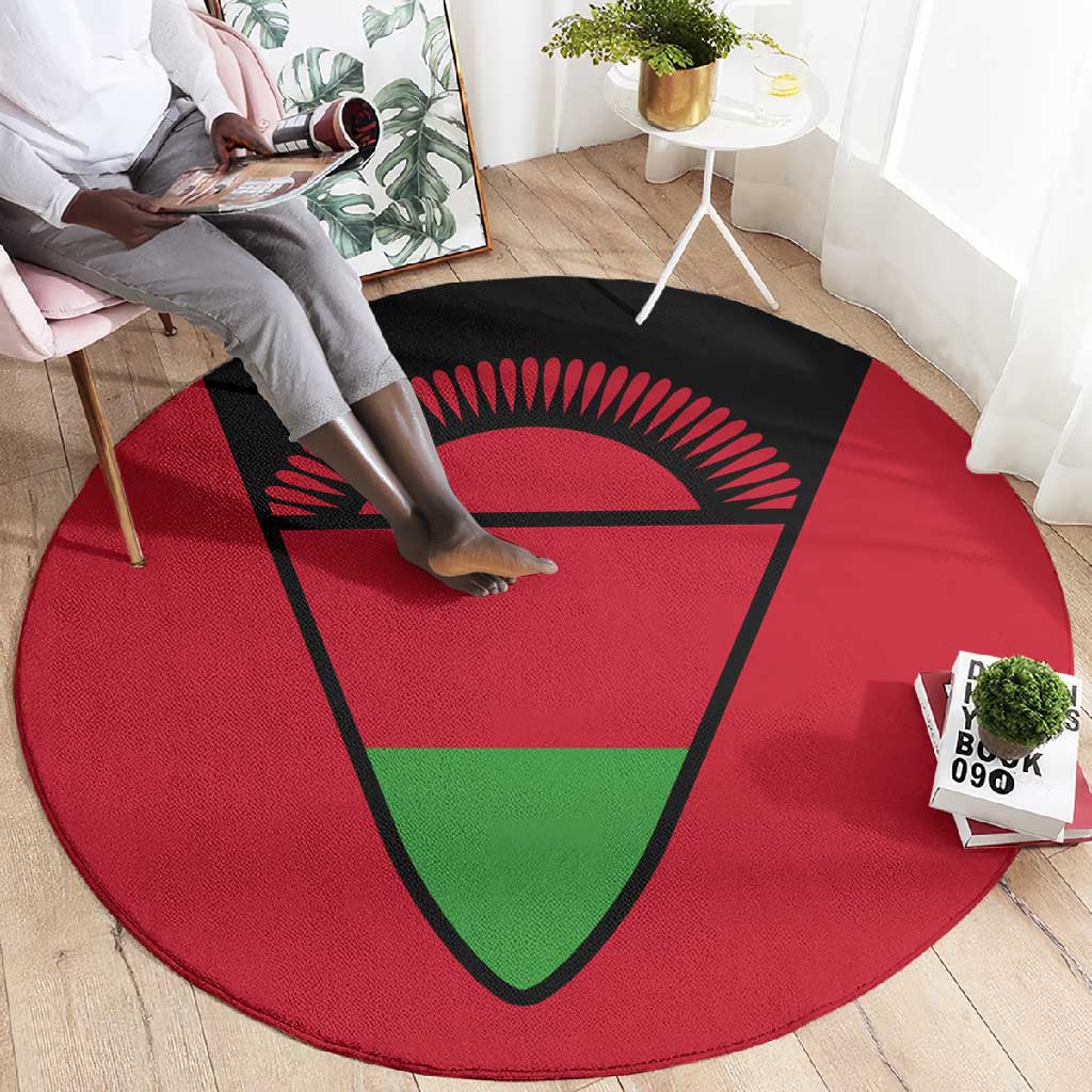 Malawi Round Carpet Flag Colors Blended with National Emblem